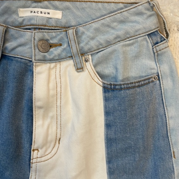 PacSun Eco hopper patchwork mom jeans high rise raw cut hem denim Womens size 24 - Picture 4 of 16